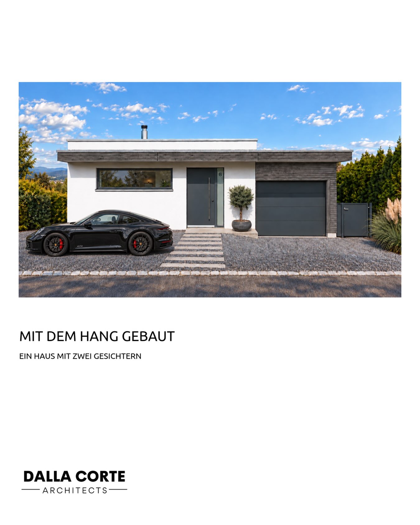 Helle Fassade mit Holzverkleidung und präzisen Öffnungen an einem Wohnhaus in Triboltingen